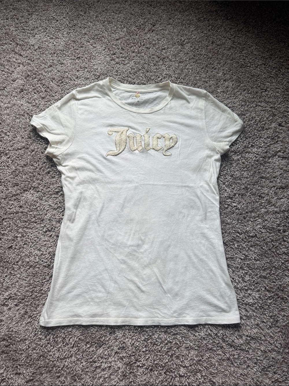 Juicy Couture 🩷 Cream Logo Crewneck Tee - Size M
